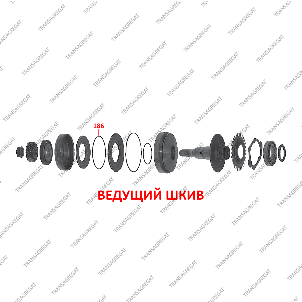 Уплотнительное кольцо малого поршня ведущего шкива (112x107x2.3)